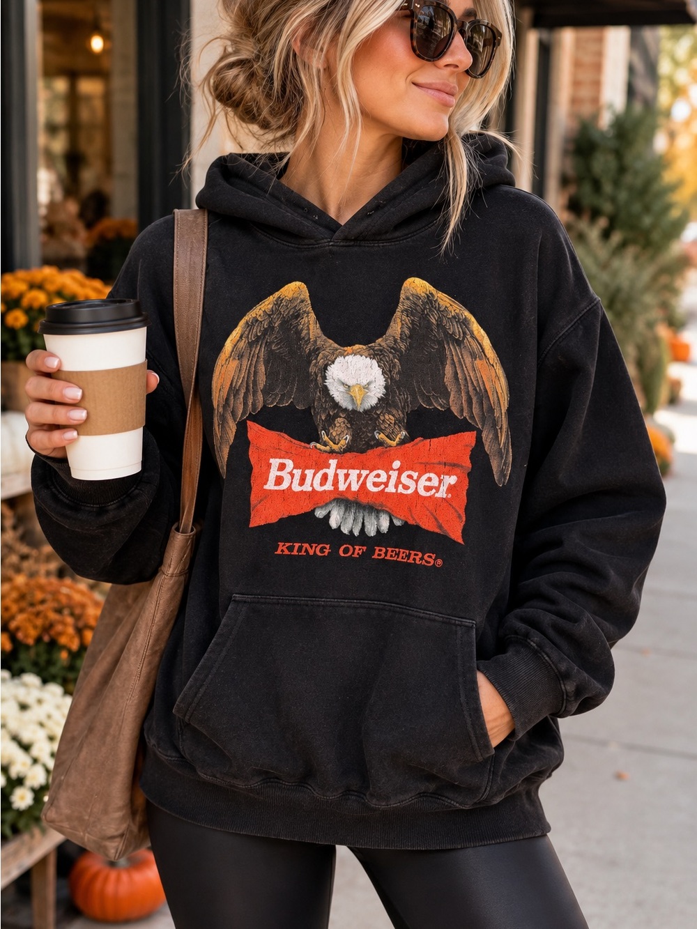 Pacsun Budweiser Women’s Small Black Eagle King of Beers Graphic Hoodie Vintage